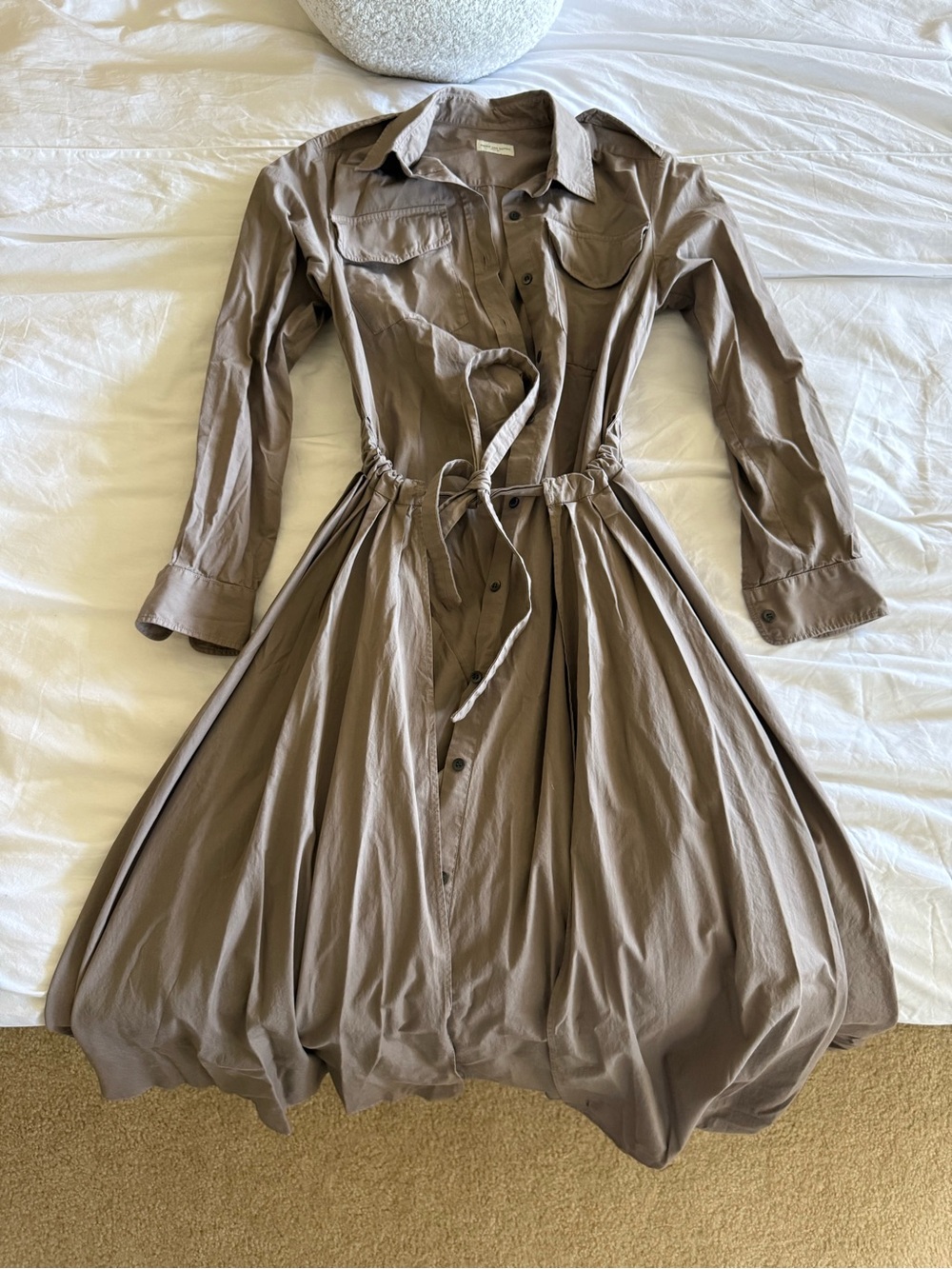 Dries Van Noten Taupe Shirt dress